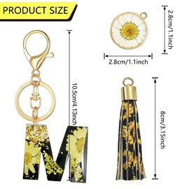 XGALBLA Letter M Keychain Accessories Cute Sunflower Initial Key Ring Premium Bag Charm Keychain Accessories for Women