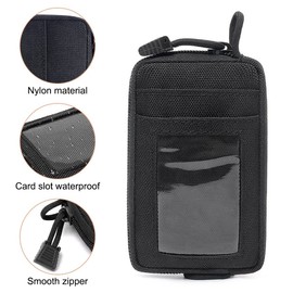 EDC Purse, Tactical Card Holder, Waterproof Change Compartment, Wallet with Card Slots for Everyday Use, black, Modern