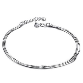 Kim Johanson Classic Women's Stainless Steel Anklet in Silver with Extra Strong Spring Ring Clasp Including Jewellery Bag, Stainless Steel, Without Stone