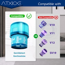 ATXKXE Gen5 Filter Replacement filter, Compatible with Dyson Gen5detect Absolute, Gen5outsize Absolute, Gen5detect Fluffy Cordless Vacuum Cleaner, 3 Pack Filters and 1 Clean Brush