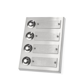 HUBER Surface-Mounted Bell Push Button 4-Way Made of Real Metal - Doorbell Push Button with Name Plate - Front Doorbell Surface-Mounted Brass - Bell 4-Way Button