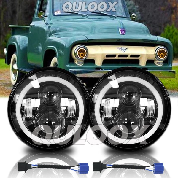QULOOX Pair 7" Projector LED Headlights fit Ford F-100 Pickup