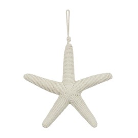 Deco 79 Jute Rope Starfish Handmade Home Wall Decor Wrapped Wall Sculpture with Hanging Rope, Wall Art 13" x 2" x 13", Cream