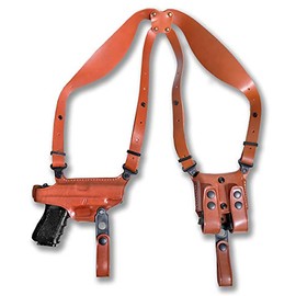 MASC Premium Leather Horizontal Shoulder Holster System with Double Magazine Carrier for Walther PPK/S 3.3ââBBL, Right Hand Draw, Brown Color #1170#