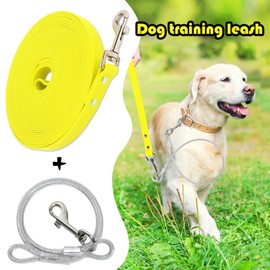 Waterproof Recall Lead for Dogs, with Chew Proof Tie-Out Leads, 3-30 m, Waterproof Training Lead for Large to Small Dogs, Robust Dog Lead (Yellow, 5 m)