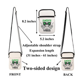 FUSTMW Skull Crossbody Bags for Women Lucky Vibes Gifts Four Leaf Lucky Cell Phone Purse with Shoulder Strap Wallet Purse, Skull Crossbody Bag