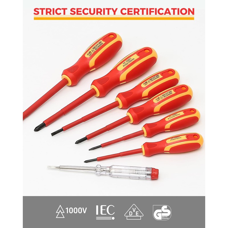 E·Durable 7pcs VDE Insulated Screwdriver Set, Magnetic Torque Screwdriver Set