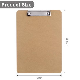 Macroclo Wood Clipboards Set of 2, Letter Size Hardboard Clip Board 8.5x11 for Classroom, Students, Kid, A4 Standard Clipboard Size 9" x 12.5" with Low Profile Clip, Office Supply, School Supply.