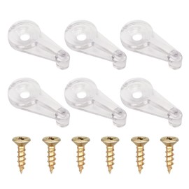 Alamic 50 Pack Glass Retainer Clips 5mm Cabinet Glass Clips Window Screen Clips Cabinet Door Glass Retainer Clips with Screws for Fixing Glass Cabinet Doors - Clear