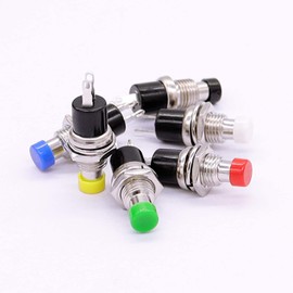 Gebildet 24 pieces 7 mm mini momentary push button, SPST ON-OFF 3V-6V-12V-24V-230V/1A, 2pin round flat button push buttons for model railway hobby