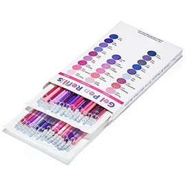OfficeGoods Gel Pen Refills - 24 Individual Colors - Fits Most Gel Pens - Fast Drying Ink - Perfect for Artists, Adult & Kids Coloring Books, Mandalas, Nature - 2 Pack - Pinks & Purples