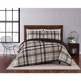 Truly Soft Paulette Plaid Taupe Twin XL 2 Piece Duvet Cover Set