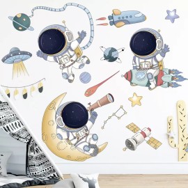 DaraBaby Vinil Decorativo Astronauta Nave Espacial Cuarto Niños Bebe