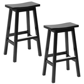 FDW Kitchen Counter Stools Set of 2, Solid Wooden Saddle Stool, Barstools for Patio, Balcony and Kitchen Counter