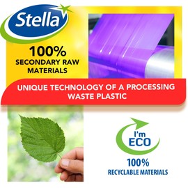 Stella Garbage Bag Bin Bags Liners - 60 pcs - Eco-Friendly and Recyclable - Made from Waste Plastic - Ultra-Strong & Flexible Trash Bags - Lavender Scent & Purple Colour - 35 L - Drawstring Type