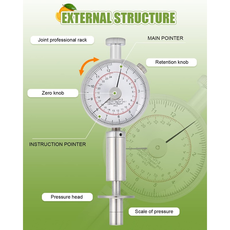 NEWTRY GY-3 Fruit Firmness Penetrometer Sclerometer Fruit Hardness Tester for