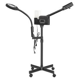 Professional Facial Steamer 2 in1 Steamer for Face 5X LED Magnifying Lamp Facial Steamer for Esthetician Beauty Face Equipment Use at Home or Salon（Black）