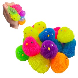 Neon Color Mini Chick Puffer Balls (Pack of 12) (1.75") Chicken Stress Relief Fun Soft Toys for Party Favors. Great for Soothing ADHD, Stress, Autism and More. (Pack of, 12)