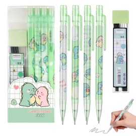 Mechanical Pencil Set – 4PCS Green 0.5mm Automatic Pencils with Erasers and Refill, Comfortable Grip, Ideal for Writing, Drawing, Office, School, and Gift Use