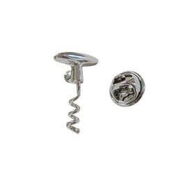 Kiola Designs Silver Toned Wine Cork Screw Lapel Pin