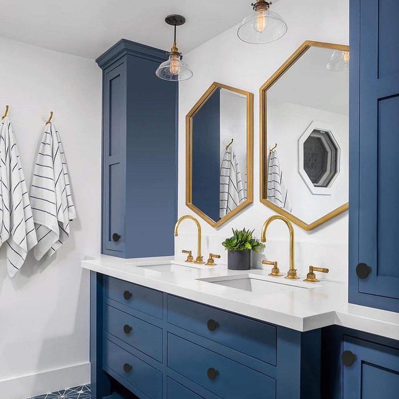 BIGLUFU 30mm Drawer Knobs, 12 Pieces Black Kitchen Cabinet Knobs,