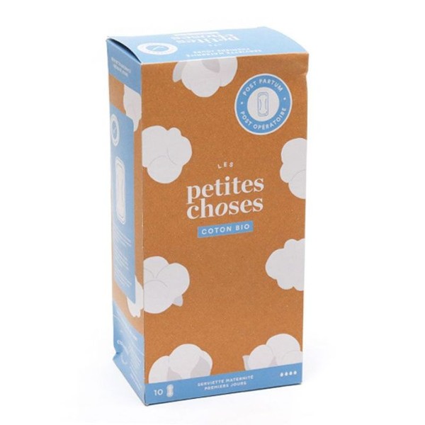 Les-Petites-Choses Serviette Hygiénique Maternité Post partum Coton Bio, Box of 16
