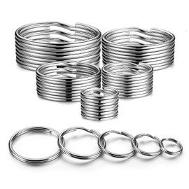 YHYZ Split Key Ring Circle Assorted, Metal Keyring Durable in 5 Sizes (Small 1/2 inch, 3/4 inch,1 inch, 1.25 inch, Large 1.38 inch), for Dog Pet Collar DIY Tag Jewelry Car Key (Sliver, Alloy Steel)
