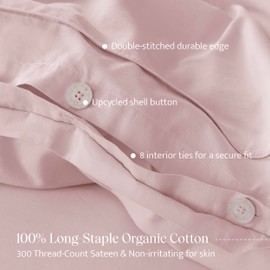 Double Stitch 100% Organic Cotton Duvet Cover - Soft 3 Piece Bedding Set Queen Size, 300 TC Luxury Hotel Sateen Weave, GOTS Certified Long Staple Cotton, Made in India, Sepia Rose