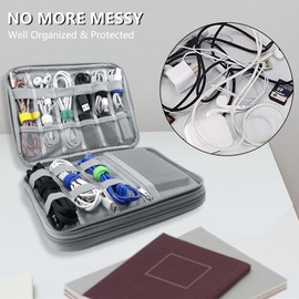 Teskyer Travel Organiser Bag, Electronics Travel Organizer, Waterproof, Cable Organiser Bag, Travel Accessories, Travel Holiday Essentials for Men Women, 9.6 x 6.9 Inch, Dark Gray