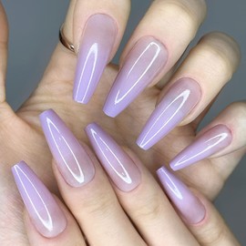 Redykat 24PCS Glossy Coffin Press On Nails, Salon Quality Nail art, Extra Long Acrylic Fake Nails, False Nails, Home Quick Manicure……… (purple ombre)
