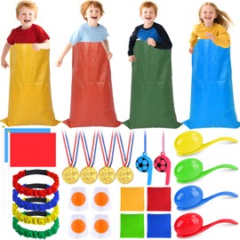 Vylyciy Outdoor Games for Children, Garden Toys Children Adults, Children's Birthday Party Games, Sack Bouncing Bags, Egg Running, Medals, 3 Leg Racing, Outdoor Games, Birthday Games Activity