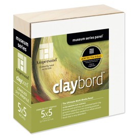 Ampersand Art Supply Wood Painting Panel: Museum Series Claybord, 5" x 5", 1-1/2" Cradled Profile