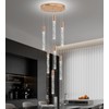 Phoonyii 7-Lights High Ceiling Crystal Chandelier, Modern LED Raindrop Pendant