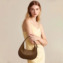 LassZone Crescent Shoulder Bag for Women Soft Vegan Leather Clutch Handbags Half Moon Crossbody Bags Ladies Hobo Purse With Adjustable Strap