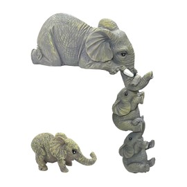 NXPWRC 4 Pieces Of Elephant Ornaments, Elephant Resin Statues, Micro Landscape Ornaments, Creative Design Decorations, Baby Elephant Hanging Decorations, Garden And Home Decoration Ornaments