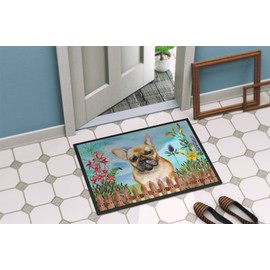 Caroline's Treasures CK1250MAT French Bulldog Spring Door Mat, Indoor Rug or Outdoor Welcome Mat 18x27 Doormat, 18H X 27W, Multicolor