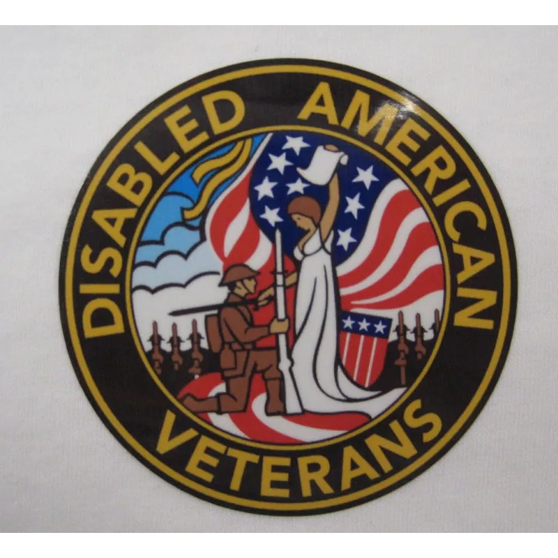 American Disabled Veterans Decals Stickers - 3.5" Diameter