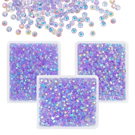qiipii Transparent Light Purple Ab Resin Rhinestones for Crafting Clear Violet Diamonds Flatback Resin Stones 3mm 4mm 5mm Non-Hotfix Gems Charms Supplies for Nails Face Eyes Makeup Tumblers DIY Crafts