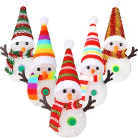 Honoson 5 Pieces 7 Colors Changing Glowing Snowmen Light Christmas Snowman Light Changing LED Night Light Table Decoration with Colorful Hats and Scarves for Home Christmas Party Decoration