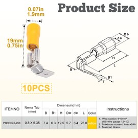 STSTR 10Pcs Semi-Insulated Spade Connectors, 12-10 AWG Female/Male Quick Disconnect Spade Wire Connectors, Electrical Cable Crimp Terminals Assortment Kits- Yellow