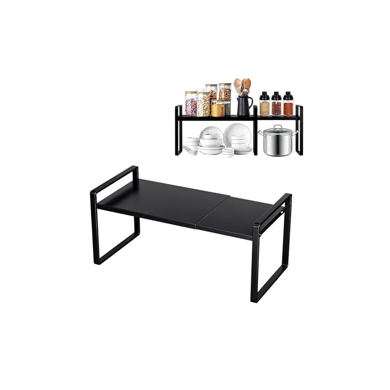PORFOYO Extendable Cupboard Shelf, 31-55 cm, Kitchen Shelf, Kitchen Cabinet