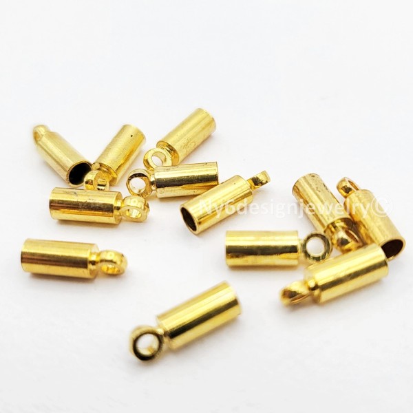 Ny6design Gold Plated Round Cord End Caps 9x3mm Crimp Caps