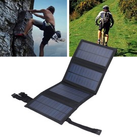 Yoidesu Panel Solar USB 20W Cargador de Células Solares USB Cargador de Batería Policristalino para Acampar Al Aire Libre(Negro)