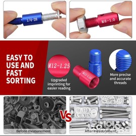 VOBOR Screw & Nut Thread Tester, 26 Pieces Internal/Male Thread Measuring Tool for Inch & Metric Sizes, 14 Imperial + 12 Metric Threads, Precise Inspection Tool