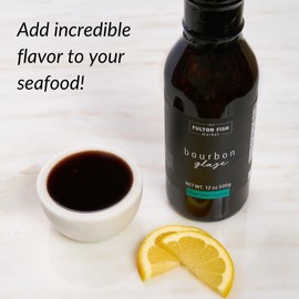 Fulton Fish Market Sweet Bourbon Seafood Glaze, Smooth Rich Sauce for Fish, Salmon & Shellfish, All Natural Small Batch Crafted, 12 oz