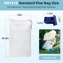 HH1510 Ultrafine Volcano Bag with Cleat Replacement for Hammer-Head Debris Bag, 75 Micron Fine Mesh Bag Cleans Leaves Dirt for Pools and Spas - 2 Pack