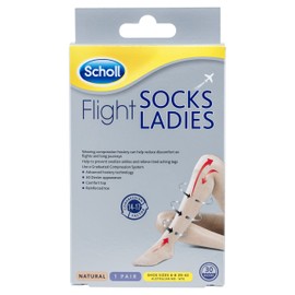 Scholl Flight Socks Compression Hosiery Ladies, Natural (8-10)