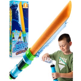 Splash Jam Aqua Sword, Fun Swimming Pool Toys Made from Soft Foam Sponges Suitable for Kids 6+ Ages, Exciting Outdoor Summer Games with 130ml Water Tank, Orange (Orange)