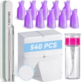 TsMADDTs Nail Polish Gel Remover Tools Kit with Lint Free Wipes, Nail Clips, 100ml Nail Polish Remover Bottle, Cuticle Pusher/Peeler, File, Buffer Block