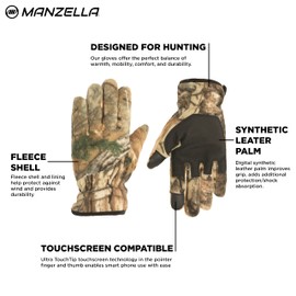 Manzella mens Lakewood Fleece Water Resistant Hunting Cold Weather Gloves, Realtree Xtra, Large-X-Large US